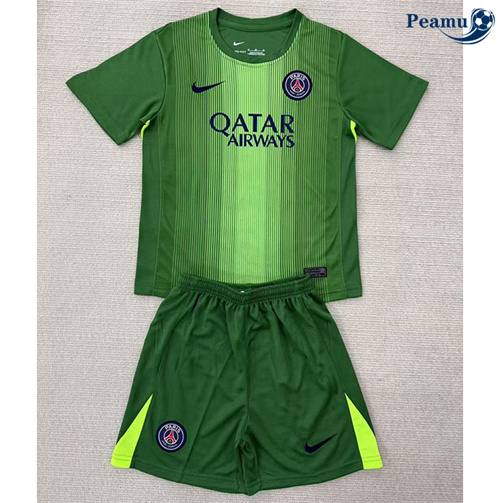 Camisola Futebol PSG Crianças Equipamento Goleiro Verde 2025-2026
