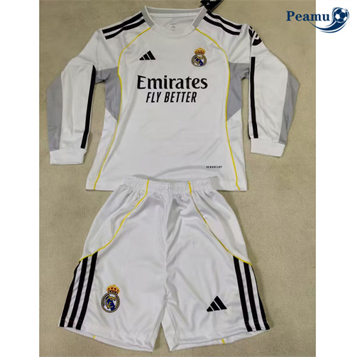 Camisola Futebol Real Madrid Crianças Principal Equipamento Mangas compridas 2025-2026