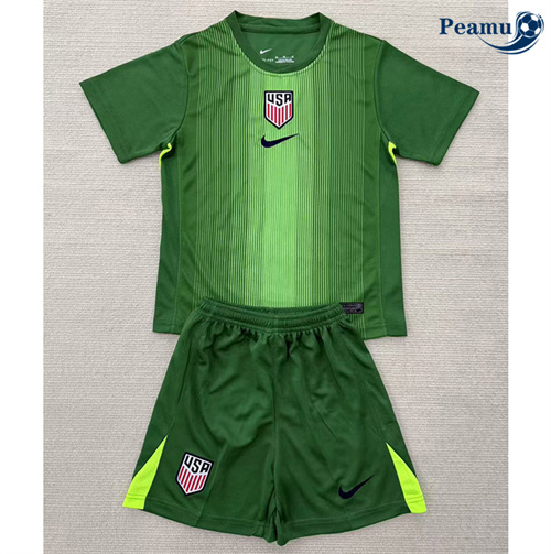 Camisola Futebol Estados Unidos Crianças Equipamento Goleiro Vert 2025-2026