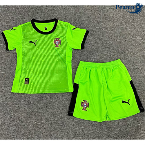 Camisola Futebol Portugal Crianças Equipamento Goleiro Vert 2025-2026