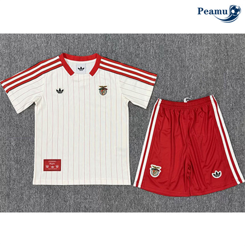 Camisola Futebol Benfica Crianças Equipamento Branco 2025-2026