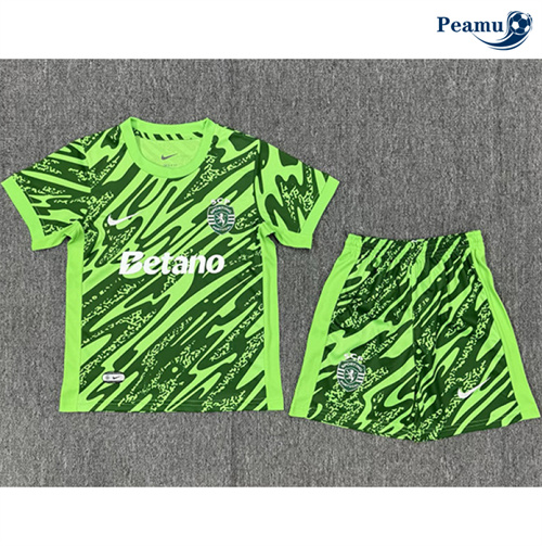 Camisola Futebol Sporting CP Crianças Equipamento Goleiro Verde 2025-2026