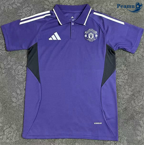 Camisola Futebol Manchester United Equipamento polo Formação Roxo 2025-2026