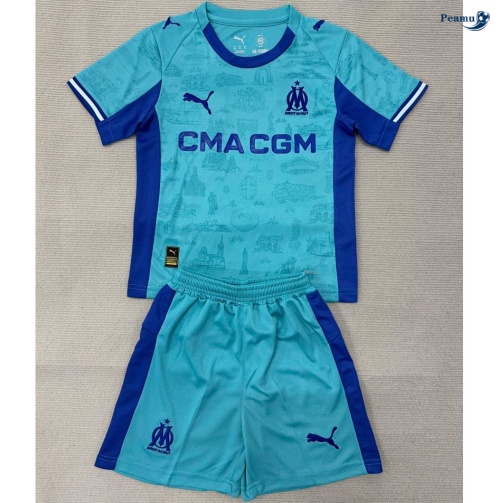 Camisola Futebol marsella Crianças Equipamento Goleiro azul 2025-2026