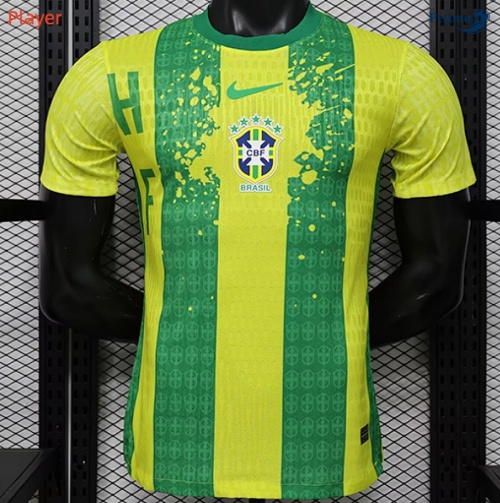 Camisola Futebol Brasil Equipamento Player especial Amarillo/Vert 2026-2027
