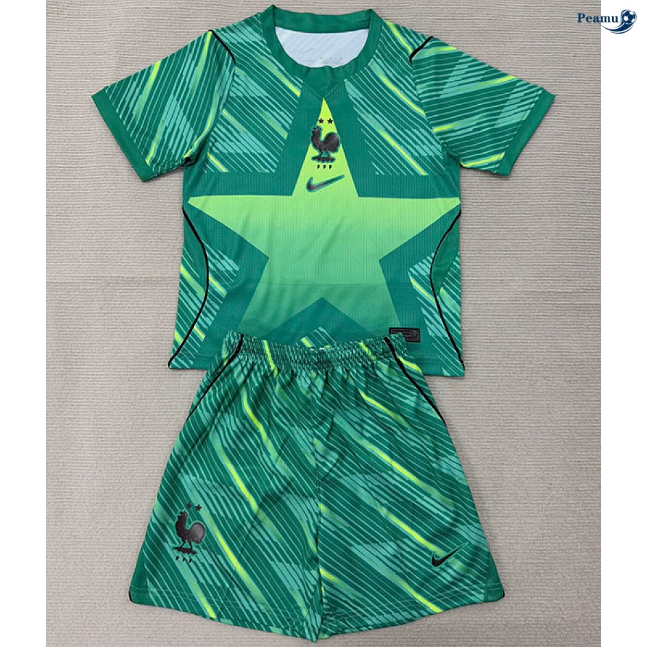 Camisola Futebol França Crianças Equipamento goleiro verde 2026-2027