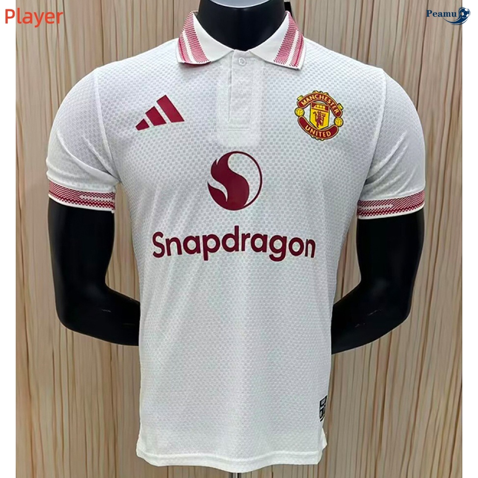 Camisola Futebol Manchester United Polo Player Equipamento Branco 2026-2027