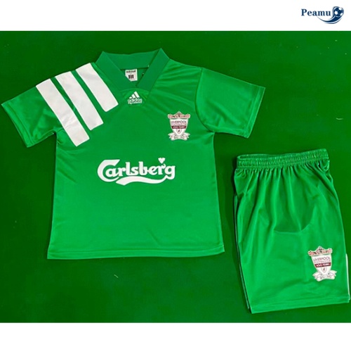 Camisola Futebol Retrô Liverpool Crianças Equipamento verde 1992-93