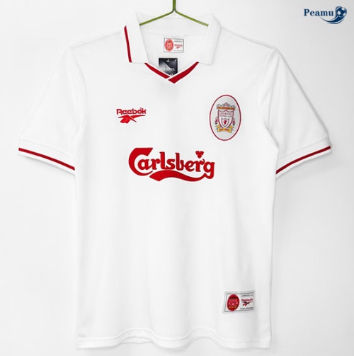 Camisola Futebol Retrô Liverpool Equipamento Branco 1996-97