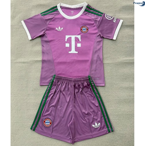Peamu: Novo Camisola Futebol Bayern de Munique Criança Equipamento Goleiro Rosa 2026-2027