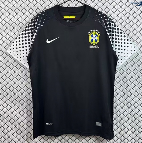 Peamu: Novas Camisola Futebol Retrô Brasil Equipamento Goleiro preto 2010