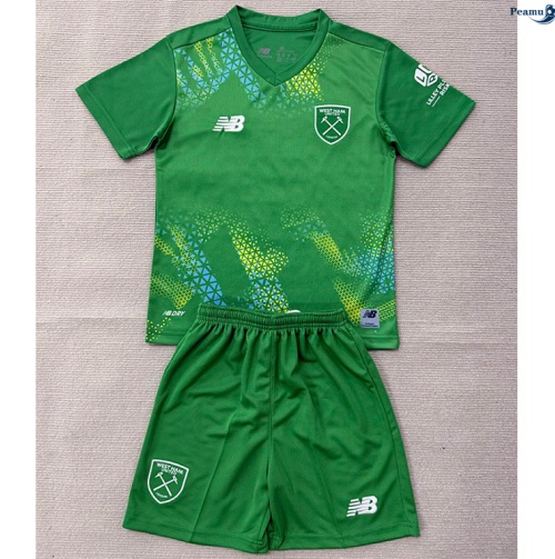Peamu: Venda Camisola Futebol West Ham United Criança Equipamento Goleiro Verde 2026-2027