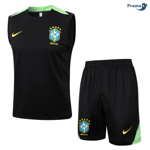 Novo Camisola Futebol Brasil Debardeur Training 2024-2025 preto