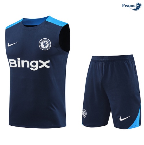 Criar Camisola Futebol Chelsea Debardeur Training 2024-2025 azul marinho