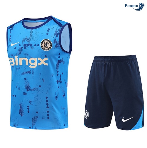 Loja Camisola Futebol Chelsea Debardeur Training 2024-2025 céu azul