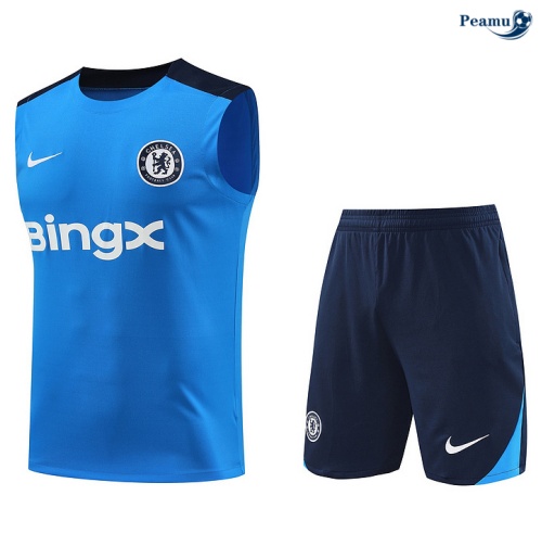 Oferta Camisola Futebol Chelsea Debardeur Training 2024-2025 céu azul