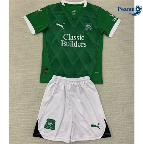 Loja Camisola Futebol Plymouth Argyle Crianças Principal Equipamento 2024-2025