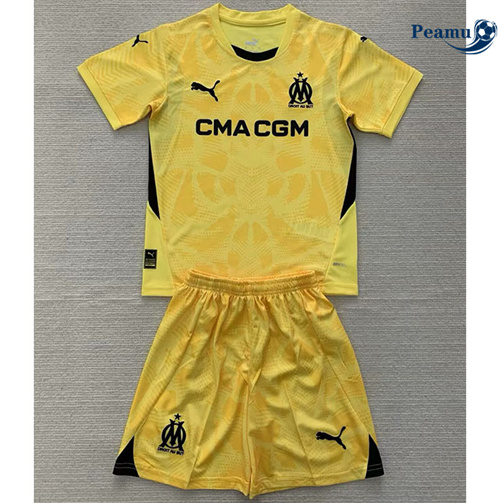 Novo Camisola Futebol Marsella Crianças Equipamento goleiro amarelo 2024-2025