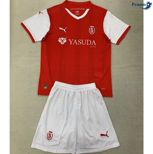 Novos Camisola Futebol Stade Reims Crianças Principal Equipamento 2024-2025