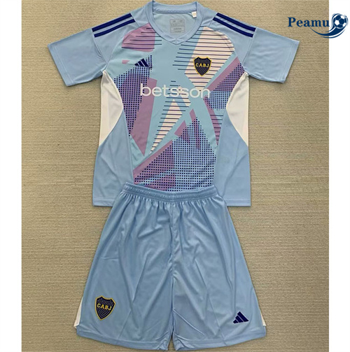 Novas Camisola Futebol Boca Juniors Crianças Equipamento goleiro Azul 2024-2025