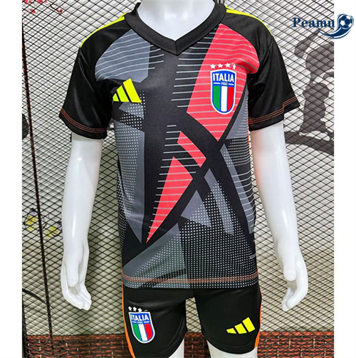 Novas Camisola Futebol Italia Crianças Equipamento goleiro preto 2024-2025
