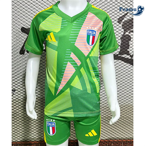 Venda Camisola Futebol Italia Crianças Equipamento goleiro Verde 2024-2025