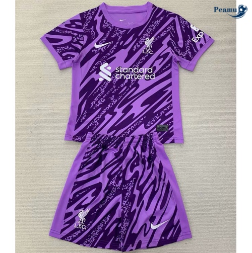 Criar Camisola Futebol Liverpool Crianças Equipamento goleiro Roxo 2024-2025
