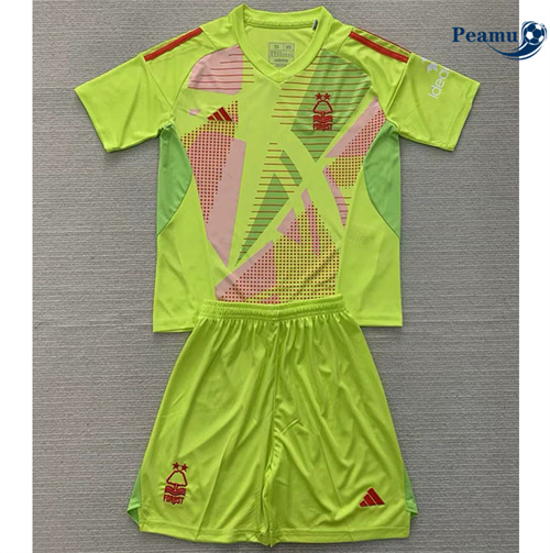 Novos Camisola Futebol Nottingham Forest Crianças Equipamento goleiro Verde 2024-2025