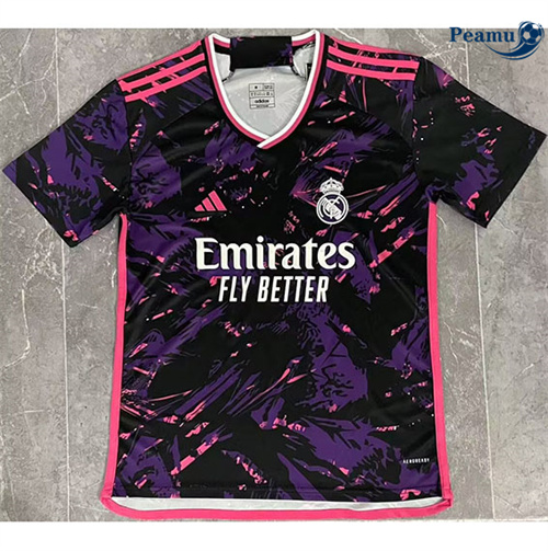 Novo Camisola Futebol Real Madrid Equipamento pre-match preto/roxo 2024-2025