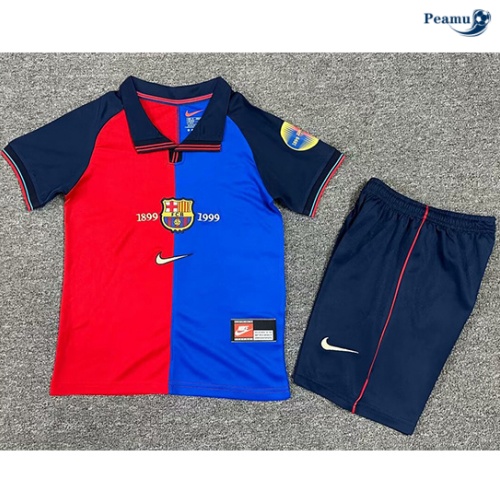 Loja Camisola Futebol Retrô Barcelona Crianças Principal Equipamento 1999-00