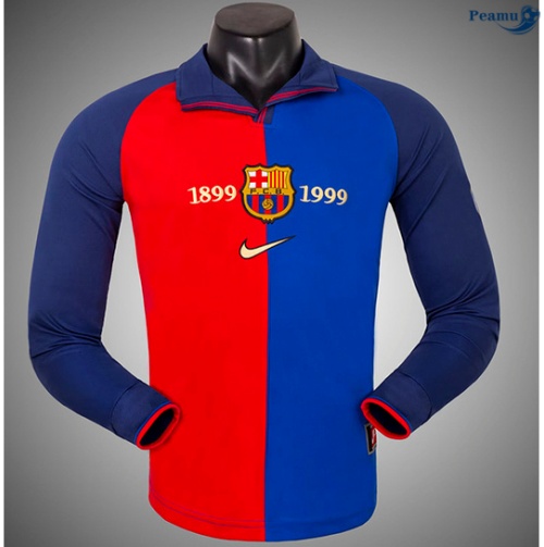 Criar Camisola Futebol Retrô Barcelona Equipamento Principal Equipamento Manga comprida 1998-00