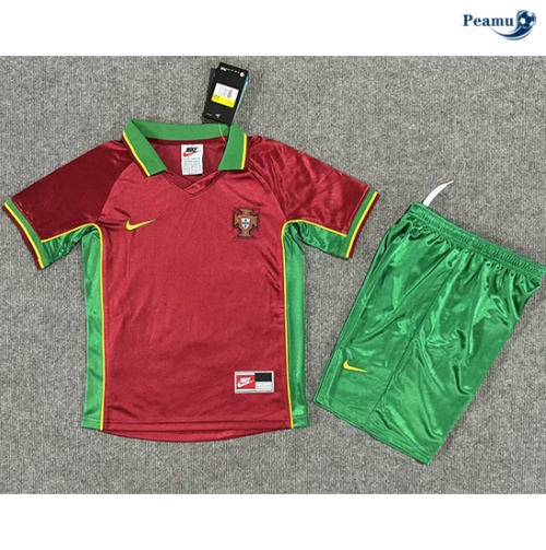 Criar Camisola Futebol Retrô Portugal Crianças Principal Equipamento 1998