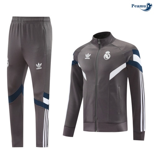 Desconto Casaco de Fato de Treino Real Madrid Cinza 2024-2025