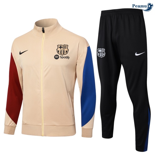 Novo Casaco de Fato de Treino Barcelona Criancas amarelo 2024-2025