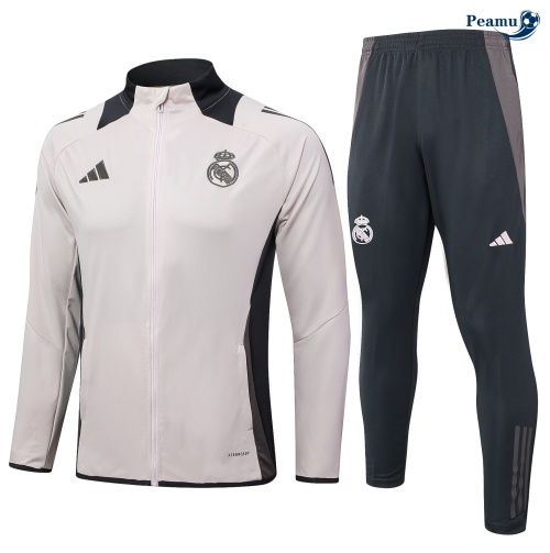 Novo Casaco de Fato de Treino Real Madrid Criancas Cinza 2024-2025