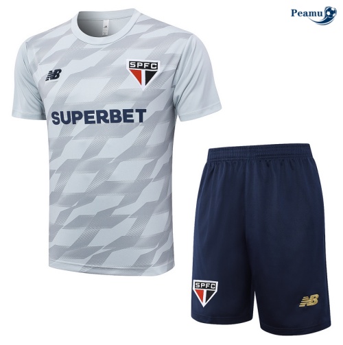 Novos Camisola Futebol Sao Paulo + Calções Cinza clair 2024-2025