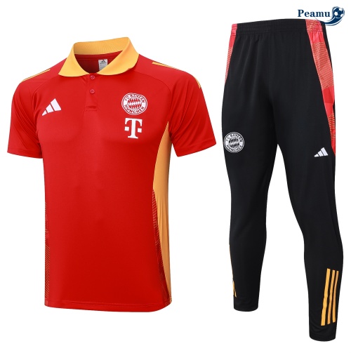 Desconto Camisola Futebol Bayern de Munique Polo + Calças vermelho 2024-2025
