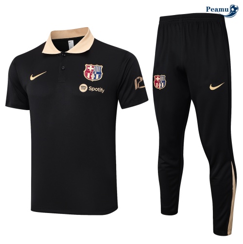 Novas Camisola Futebol Barcelona Polo + Calças preto 2024-2025