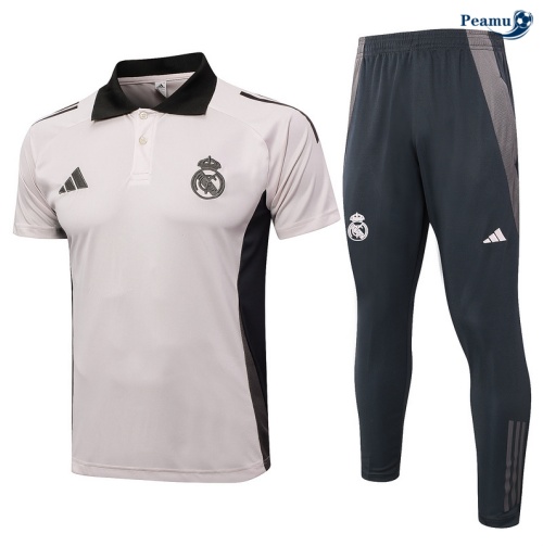 Novas Camisola Futebol Real Madrid Polo + Calças Cinza 2024-2025