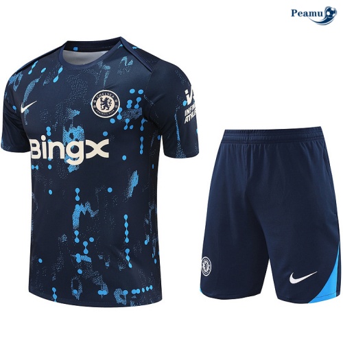 Novas Camisola Futebol Chelsea + Calções azul marinho 2024-2025