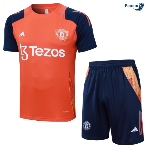 Criar Camisola Futebol Manchester United + Calções cor laranja 2024-2025