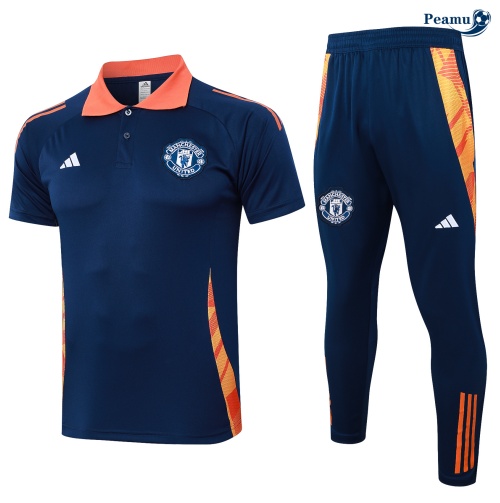 Novas Camisola Futebol Manchester United Polo + Calças azul marinho 2024-2025
