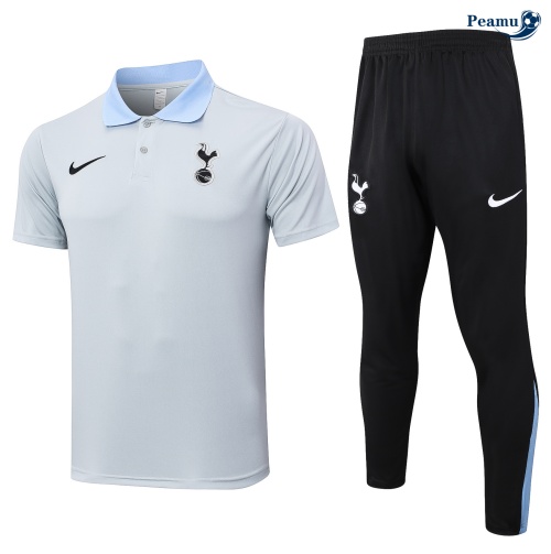 Novos Camisola Futebol Tottenham Hotspur Polo + Calças Cinza clair 2024-2025
