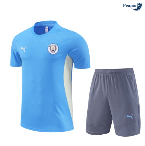 Loja Camisola Futebol Manchester City Criancas + Calções Azul 2024-2025