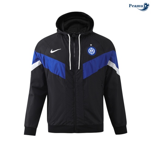 Desconto Jaqueta Futebol quebra-vento Inter Milan preto 2024-2025